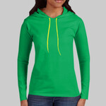 Ladies 100% Combed Ring Spun Cotton Long Sleeve Hooded T Shirt