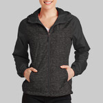 Ladies Heather Colorblock Raglan Hooded Wind Jacket